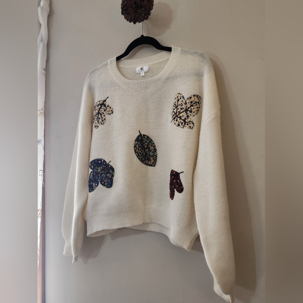 Krush Kandy Free Fall Leaf Patchwork Cream Pullov… - image 2